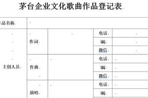 茅臺企業文化歌曲，征集啟事