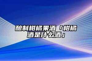 釀制柑橘果酒「柑橘酒是什么酒」