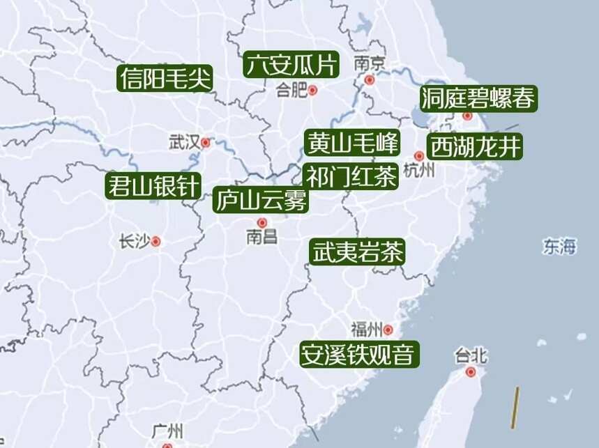 中國十大名茶分布圖，安徽、福建不愧是茶葉大省，占了半壁江山