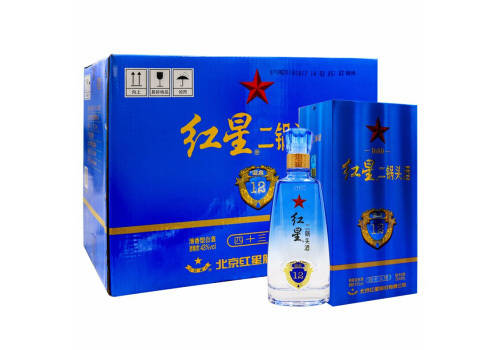 43度北京紅星二鍋頭酒藍盒12清香型白酒6瓶整箱價格？